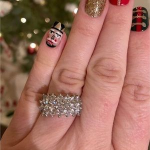 Macys White sparkling silver anniversary style ring in size 8